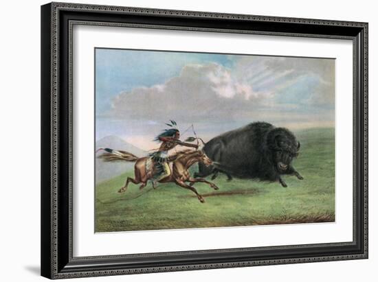 Print after Buffalo Hunt by George Catlin, C.1920-George Catlin-Framed Giclee Print