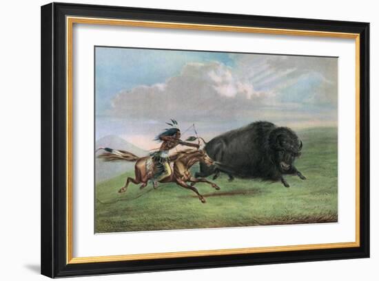 Print after Buffalo Hunt by George Catlin, C.1920-George Catlin-Framed Giclee Print