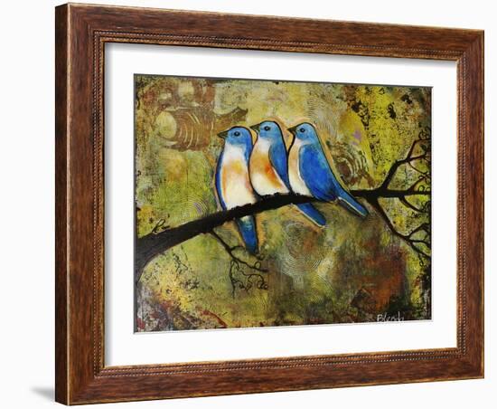 Print Art Bluebird Trio-Blenda Tyvoll-Framed Art Print