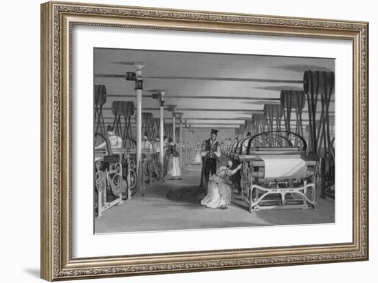 Print Depicting Power Loom Weaving at a Factory-null-Framed Giclee Print