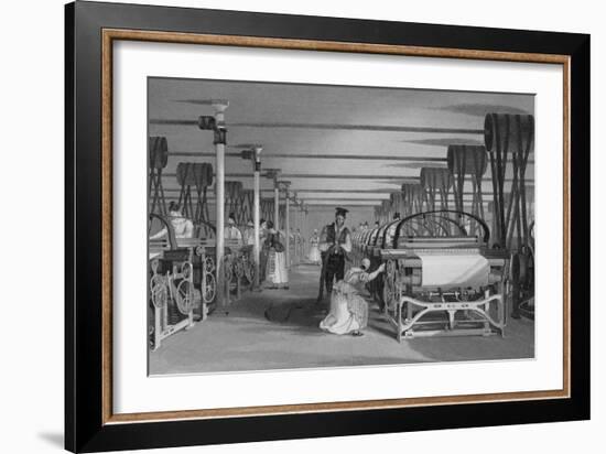 Print Depicting Power Loom Weaving at a Factory-null-Framed Giclee Print