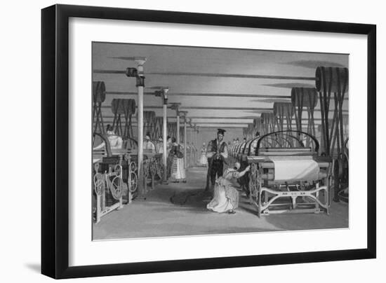 Print Depicting Power Loom Weaving at a Factory-null-Framed Giclee Print