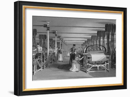 Print Depicting Power Loom Weaving at a Factory-null-Framed Giclee Print