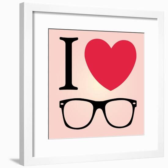 Print I Love Sunglasses Vector Illustration-mvasya-Framed Premium Giclee Print