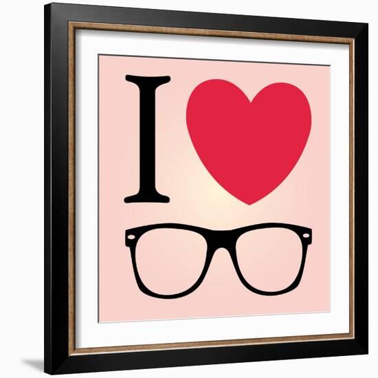 Print I Love Sunglasses Vector Illustration-mvasya-Framed Premium Giclee Print