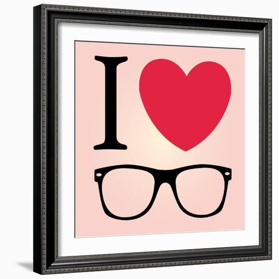 Print I Love Sunglasses Vector Illustration-mvasya-Framed Premium Giclee Print