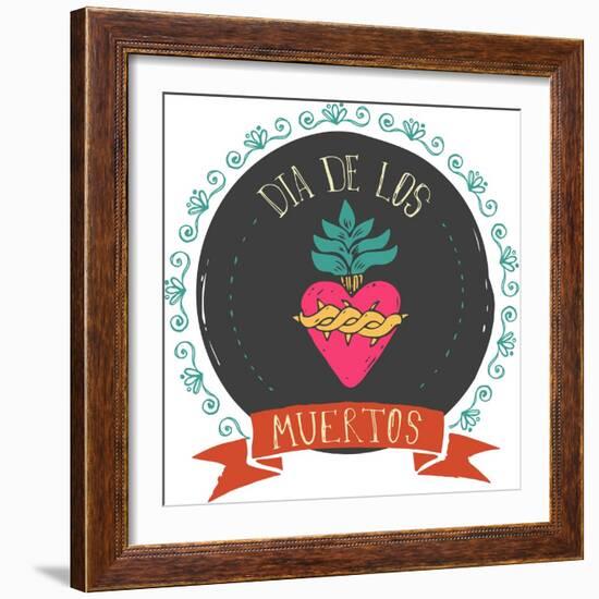 Print - Mexican Heart, Day of the Dead Poster-Marish-Framed Art Print