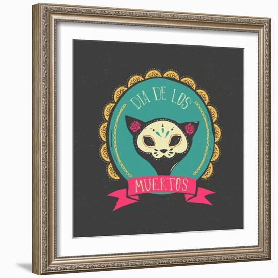 Print - Mexican Sugar Skull, Day of the Dead Poster-Marish-Framed Art Print