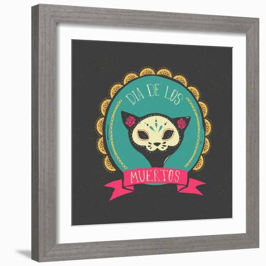 Print - Mexican Sugar Skull, Day of the Dead Poster-Marish-Framed Art Print