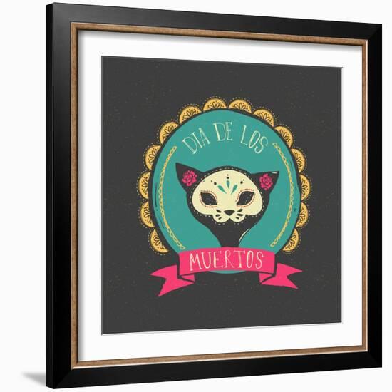 Print - Mexican Sugar Skull, Day of the Dead Poster-Marish-Framed Art Print