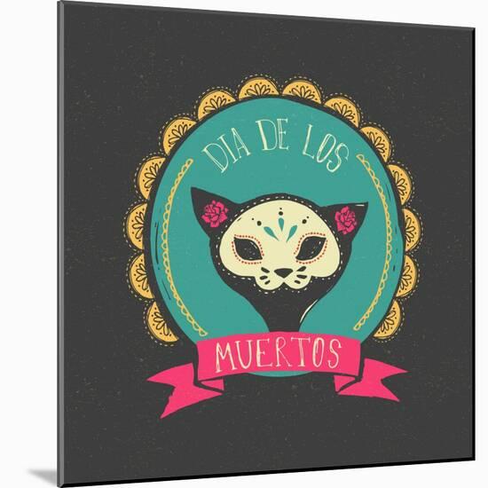 Print - Mexican Sugar Skull, Day of the Dead Poster-Marish-Mounted Art Print