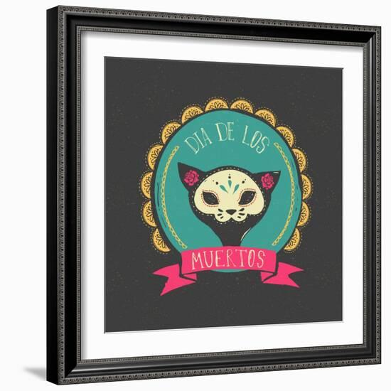 Print - Mexican Sugar Skull, Day of the Dead Poster-Marish-Framed Art Print