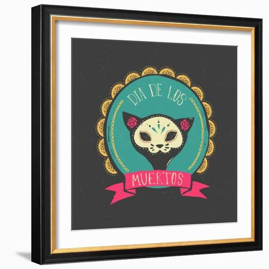 Print - Mexican Sugar Skull, Day of the Dead Poster-Marish-Framed Art Print