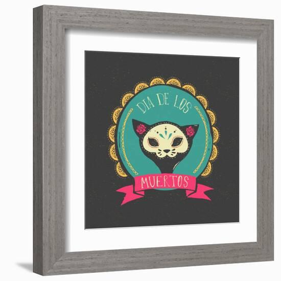 Print - Mexican Sugar Skull, Day of the Dead Poster-Marish-Framed Art Print