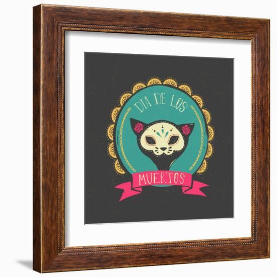 Print - Mexican Sugar Skull, Day of the Dead Poster-Marish-Framed Art Print