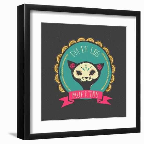 Print - Mexican Sugar Skull, Day of the Dead Poster-Marish-Framed Art Print