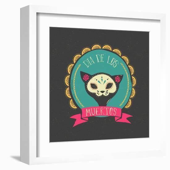 Print - Mexican Sugar Skull, Day of the Dead Poster-Marish-Framed Art Print