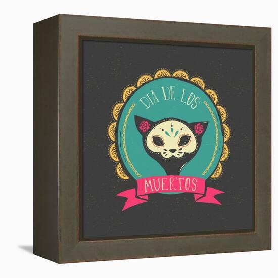 Print - Mexican Sugar Skull, Day of the Dead Poster-Marish-Framed Stretched Canvas