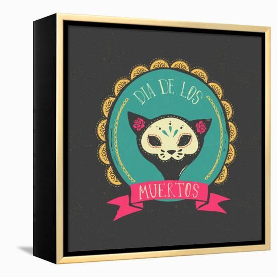 Print - Mexican Sugar Skull, Day of the Dead Poster-Marish-Framed Stretched Canvas