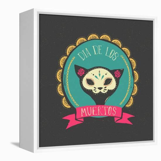 Print - Mexican Sugar Skull, Day of the Dead Poster-Marish-Framed Stretched Canvas