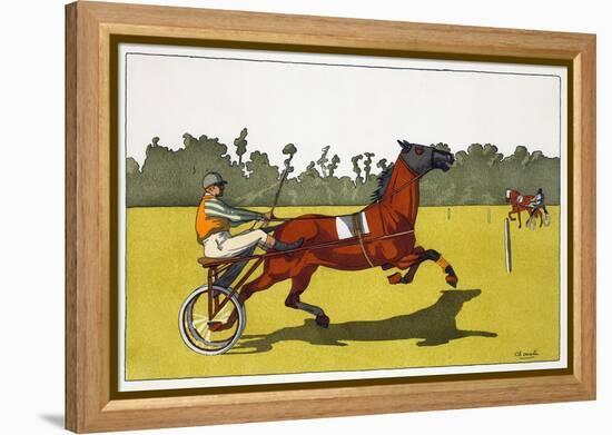 Print of a Trotting Pony Pulling a Racing Cart by Charles Olncelin-Stapleton Collection-Framed Premier Image Canvas