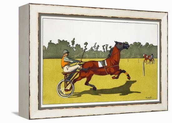 Print of a Trotting Pony Pulling a Racing Cart by Charles Olncelin-Stapleton Collection-Framed Premier Image Canvas
