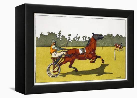 Print of a Trotting Pony Pulling a Racing Cart by Charles Olncelin-Stapleton Collection-Framed Premier Image Canvas