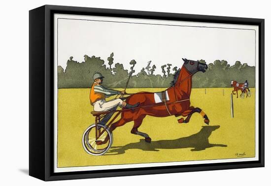 Print of a Trotting Pony Pulling a Racing Cart by Charles Olncelin-Stapleton Collection-Framed Premier Image Canvas