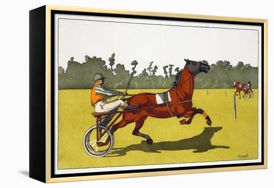 Print of a Trotting Pony Pulling a Racing Cart by Charles Olncelin-Stapleton Collection-Framed Premier Image Canvas