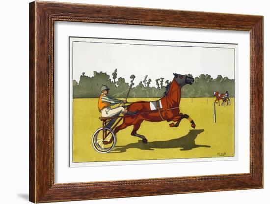 Print of a Trotting Pony Pulling a Racing Cart by Charles Olncelin-Stapleton Collection-Framed Giclee Print