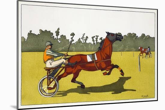 Print of a Trotting Pony Pulling a Racing Cart by Charles Olncelin-Stapleton Collection-Mounted Giclee Print