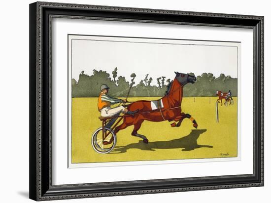 Print of a Trotting Pony Pulling a Racing Cart by Charles Olncelin-Stapleton Collection-Framed Giclee Print