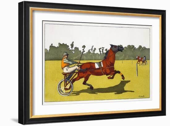 Print of a Trotting Pony Pulling a Racing Cart by Charles Olncelin-Stapleton Collection-Framed Giclee Print