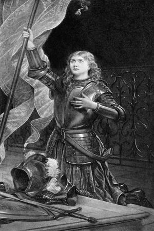 'Print of Joan of Arc Kneeling with Flag' Giclee Print | Art.com