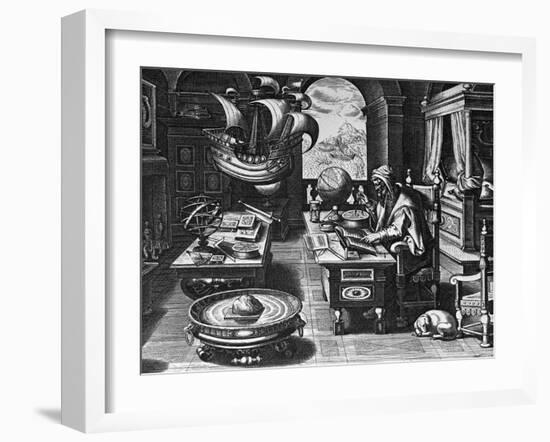 Print of Nostradamus Making Calculations-null-Framed Giclee Print