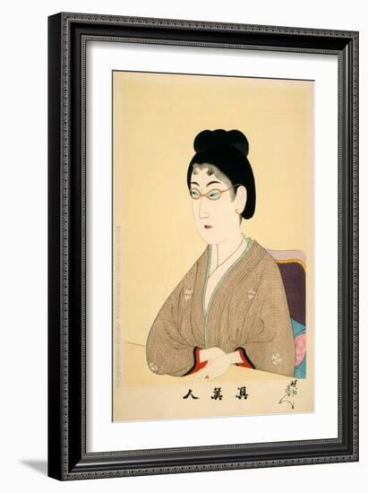 Print of Woman Wearing Wire Spectacles-Hashimoto Chikanobu-Framed Giclee Print