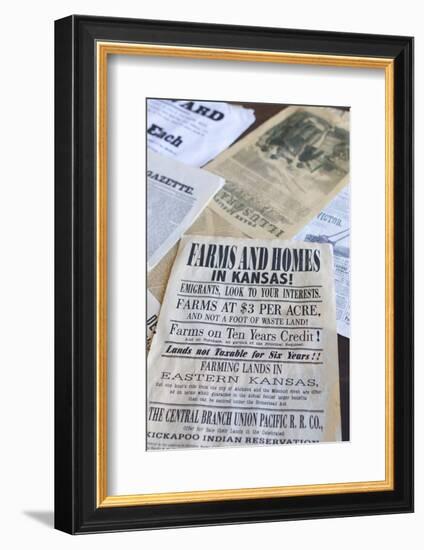 Print Shop Paper, Old Cowtown Museum, Wichita, Kansas, USA-Walter Bibikow-Framed Photographic Print