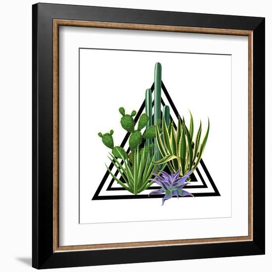 Print with Cactuses and Succulents Set. Plants of Desert.-incomible-Framed Art Print