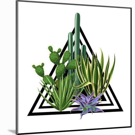 Print with Cactuses and Succulents Set. Plants of Desert.-incomible-Mounted Art Print