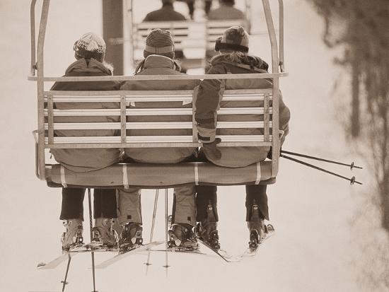 Skiers Riding Chair Lift Photographic Print by Jack Hollingsworth at