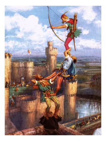 Robin Hood Shooting into Nottingham Castle Giclee Print by John Millar Watt at Art.com