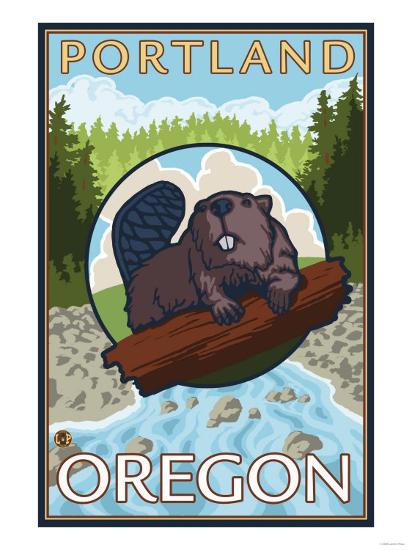 Beaver & River, Portland, Oregon Art Print by Lantern 