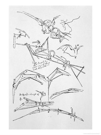 Sketches of Flying Machines Giclee Print by Leonardo da ...