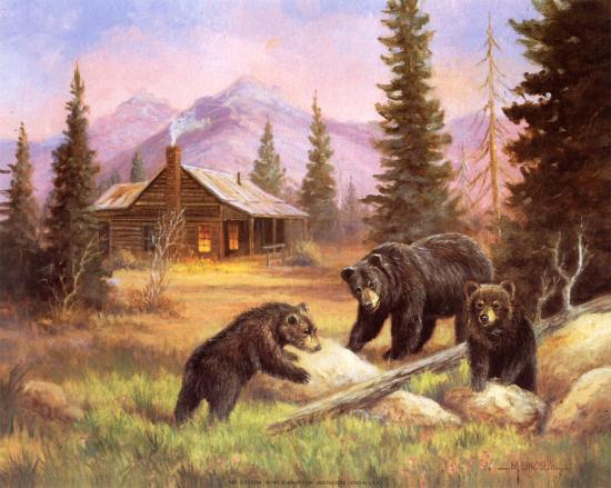 Bears on Log Art Print by M. Caroselli at Art.com Personalize your space with custom canvas prints!