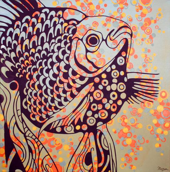 Ornamental Carp III Hand Painted Art by at
