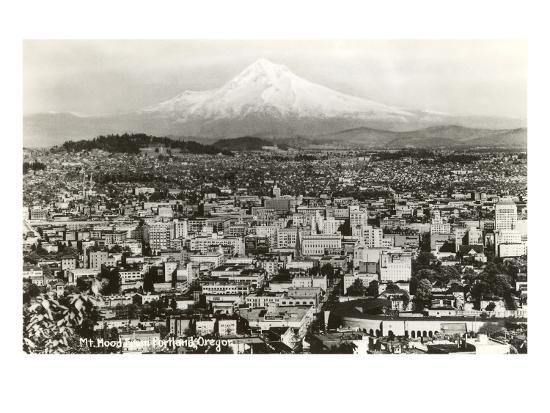 Mt. Hood over Portland, Oregon Art Print at Art.co.uk