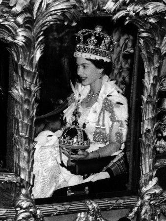 Queen Elizabeth II Riding Along in the Coronation Coach ...
