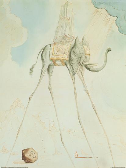 L'Elephante Giraffe Art Print by Salvador Dalí at Art.com