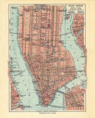 Vintage New York Map Art Print by The Vintage Collection at Art.com