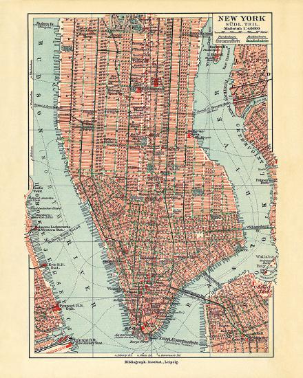 Vintage New York Map Art Print by The Vintage Collection at Art.com